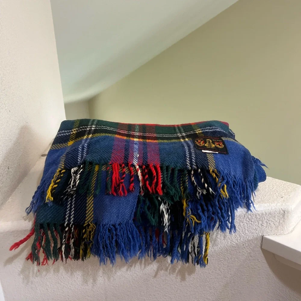 VNTG Wool Blanket Robert Burns Travelling Plaid All Wool Made/ Scotland 57x65
